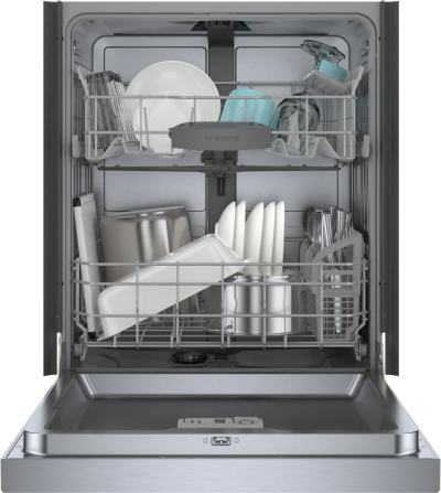 24" Bosch 100 Series Plus 48 dBA Dishwasher in Stainless Steel - SHE4AEM5N