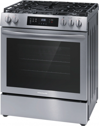 30" Frigidaire Front Control Freestanding Gas Range in Stainless Steel - FCFG3083AS