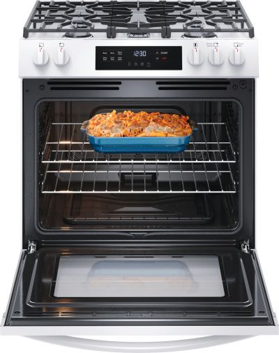 30" Frigidaire Front Control Freestanding Gas Range in White - FCFG3062AW