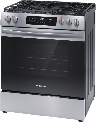 30" Frigidaire Front Control Freestanding Gas Range in Stainless Steel - FCFG3062AS