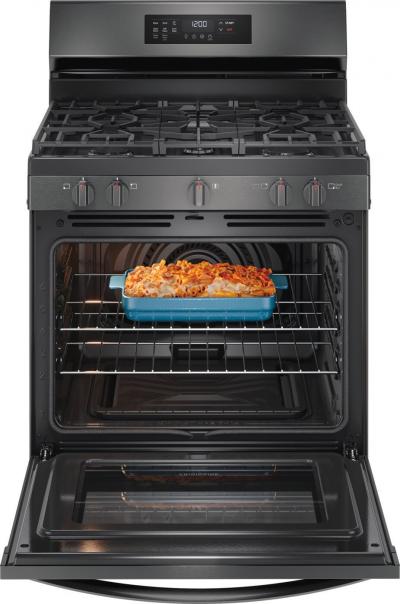 30" Frigidaire Gas Range with Air Fry in Black Stainless Steel - FCRG3083AD