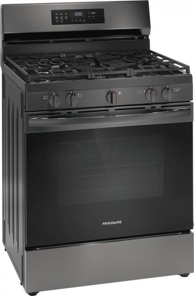 30" Frigidaire Gas Range with Air Fry in Black Stainless Steel - FCRG3083AD