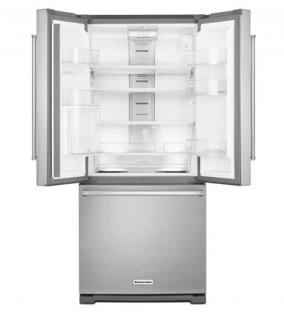 30" KitchenAid 20 Cu. Ft. Standard Depth French Door Refrigerator with Interior Dispense - KRFF300ESS