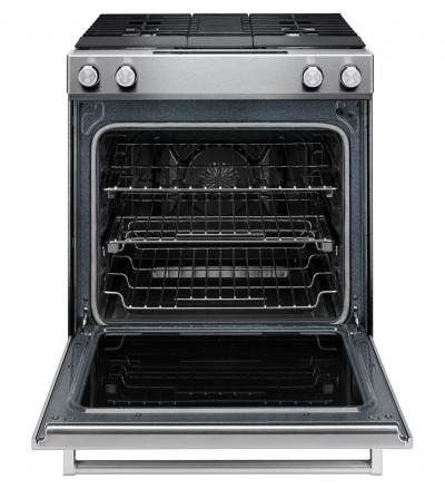 30" KitchenAid 6.4 Cu. Ft. 4-Burner Dual Fuel Downdraft Front Control Range - KSDG950ESS