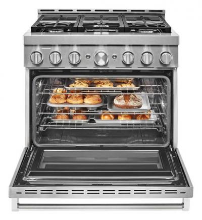 36" KithenAid 5.1 Cu. Ft. Smart Commercial-Style Gas Range With 6 Burners - KFGC506JSS