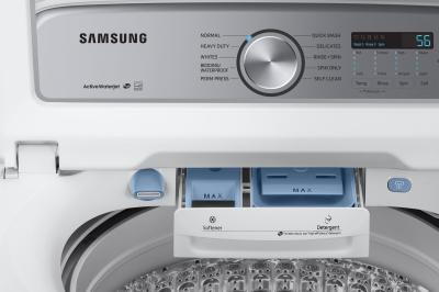 28" Samsung 5.8 Cu. Ft. Top Load Washer With Active WaterJet In White - WA50R5200AW