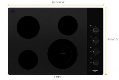 30" Whirlpool Electric Ceramic Glass Cooktop With Dual Radiant Element - WCE55US0HB