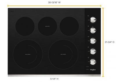 30" Whirlpool Electric Ceramic Glass Cooktop With Two Dual Radiant Elements - WCE77US0HS