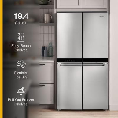 36" Whirlpool 19.4 Cu. Ft. Counter Depth 4 Door Refrigerator  - WRQA59CNKZ