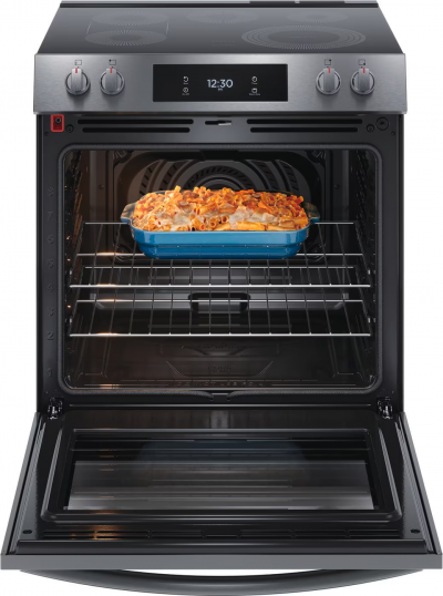 30" Frigidaire Gallery 6.2 Cu. Ft. Front Control Electric Range with Total Convection in Black Stainless Steel - GCFE306CBD