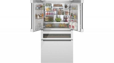 36" Bosch 800 Series French Door Bottom Mount Glass door Refrigerator in White - B36CL81ENW